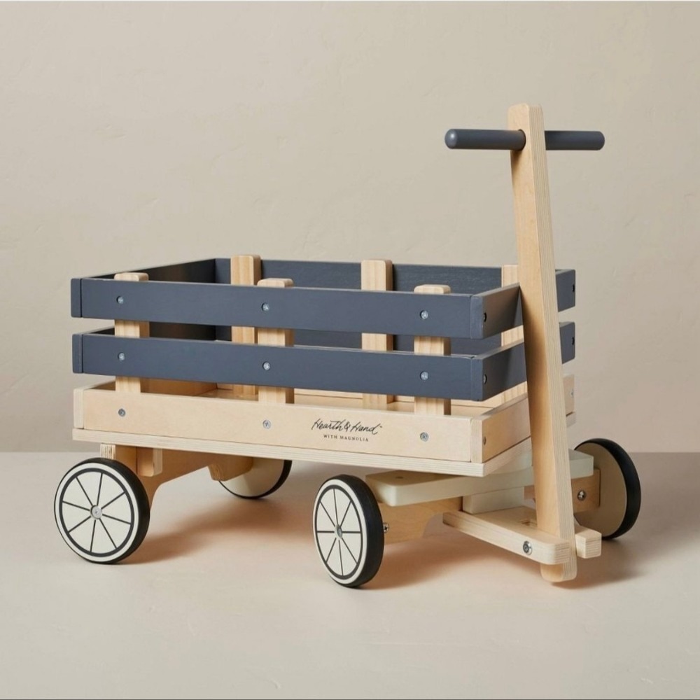 Hearth & Hand with Magnolia‎ Wooden Toy Wagon Gray Natural 324-06-1557 New